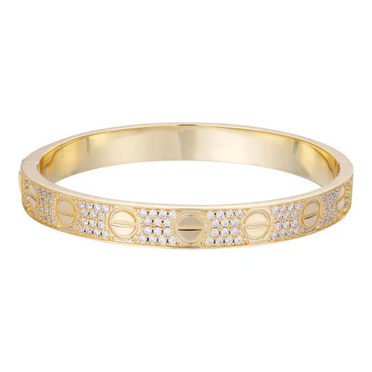 Brazalete Bangle Classic Love Completamente Cubierto con Moissanita - Oro Vermeil 14k y Plata 925